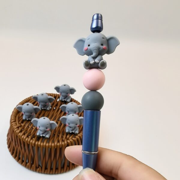Wholesale 10pcs Cute grey elephant cartoon 3D Focal Beads