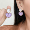 Wholesale Blue contrasting water ripple heart-shaped geometric earrings