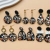 Wholesale Black printed soft ceramic geometric earrings
