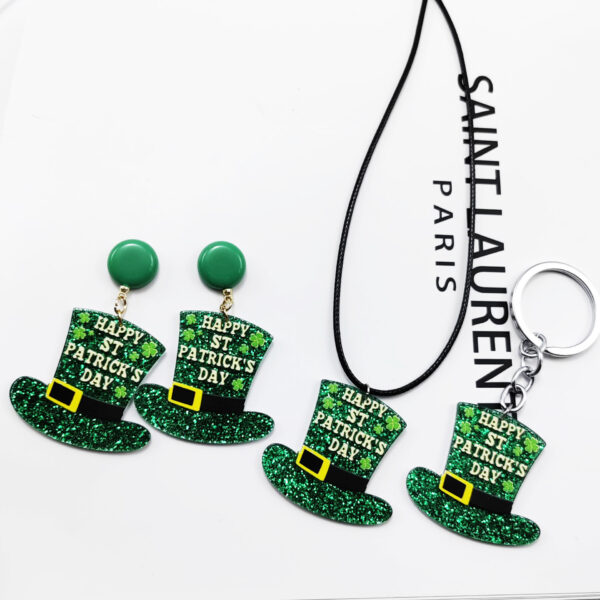 Wholesale St. Patrick's Day green cross acrylic earrings