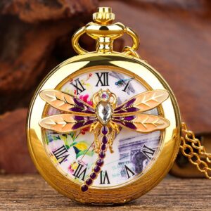 Wholesale Dragonfly Retro Roman Digital Pocket Watch