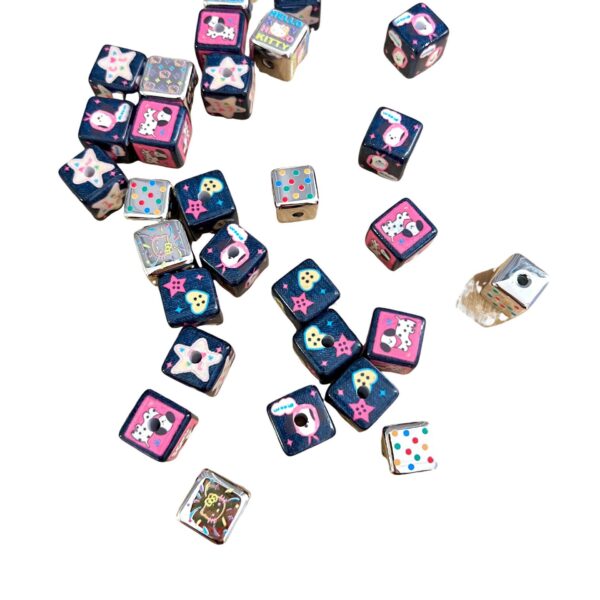 Wholesale Denim print dog star heart square bead