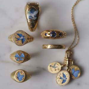 Wholesale Colored flower heart-shaped stainless steel necklace