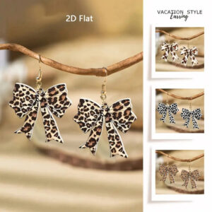 Wholesale Creative leopard print bow acrylic earrings