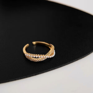 Cross zirconia pearl ring