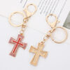Wholesale Colored Cross with Water Diamond Metal Keychain