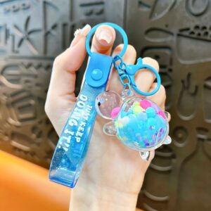 Blue - oil-filled jelly bean turtle charm