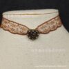 Wholesale Coffee colored pearl heart pendant lace short collarbone chain