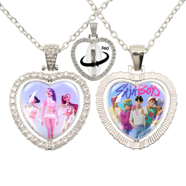 Wholesale Cartoon Cute Girl Time Gem Peach Heart Water Diamond Necklace