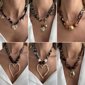 Wholesale Sweet and cool leopard print scarf velvet clavicle chain