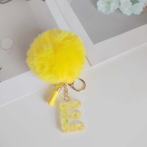 YEllow lEttEr fur ball pEndant/E / One piece is also wholesale price