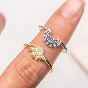 Wholesale Sun and Moon Glory Stacked Ring Opening Ring