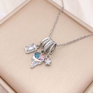 Xl4456 square ice cream combination necklace silver