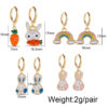 Wholesale Easter Rabbit Carrot Rainbow Asymmetric Earrings