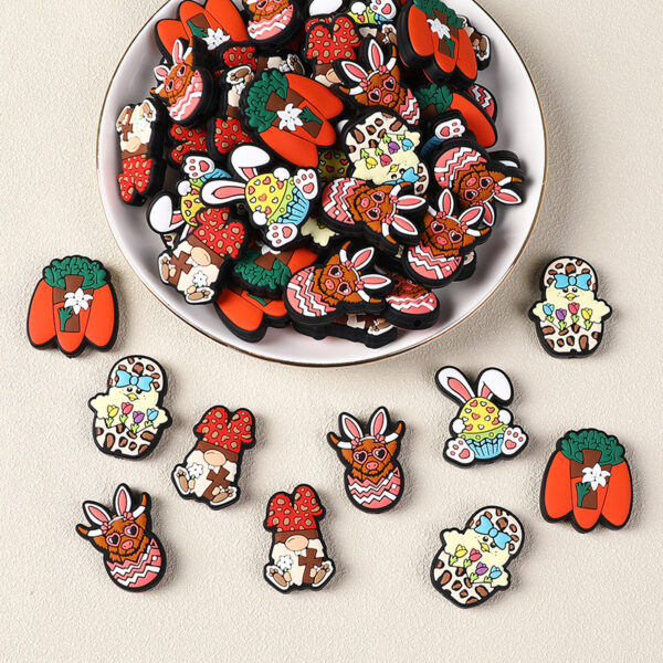 Wholesale Easter Bunny Silicone Beads Carrot Egg Beads