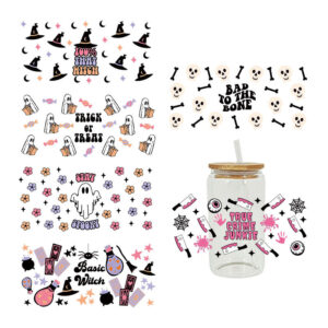 Wholesale New Halloween UV Cup stickers crystal logo pattern 23 cmX11cm in stock