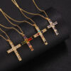 Wholesale Colorfulful Zircon Men's and Women's Cross Necklace Niche Design