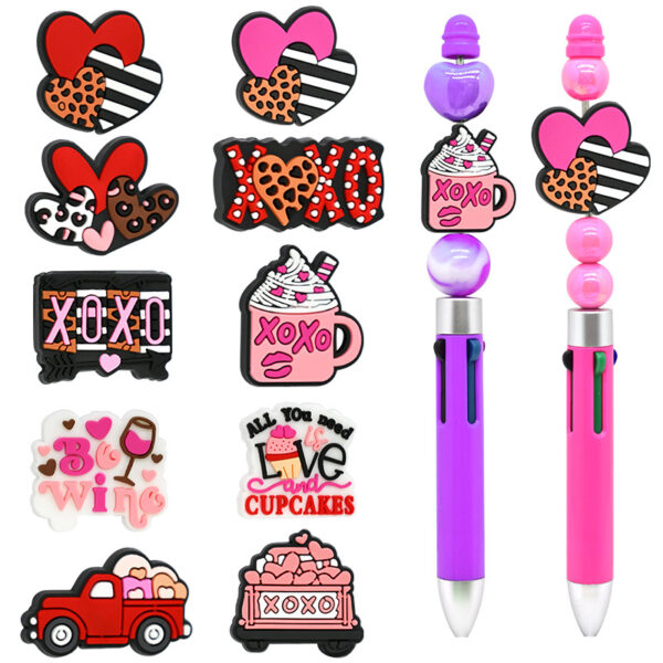 Wholesale Random 100pcs Pink Valentine's Day Beads DIY Focus Beads