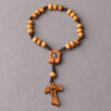 Wholesale Wooden cross woven rope pine bead 8mm prayer bead bracelet