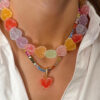Wholesale Colorful heart-shaped cute candy necklace