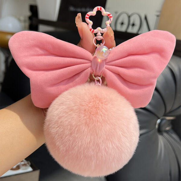 Wholesale Rabbit hair ball big bow keychain