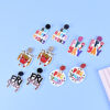 Wholesale New Friday happy day earrings happy Flamingo French fries leopard print earrings