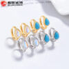 Wholesale Silver Needle Water Drop Moonstone Turquoise Earrings