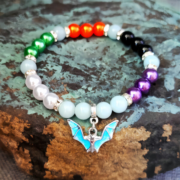 Wholesale Original Personality Trend Halloween Festival Luminous Accessories Vampire Bat Color Imitation Pearl DIY Beaded Bracelet