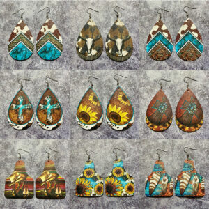 Wholesale Western style floral water droplet earrings