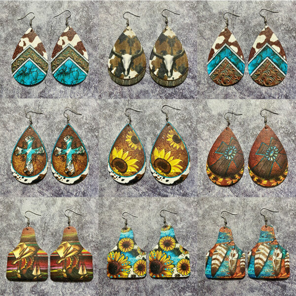 Wholesale Western style floral water droplet earrings