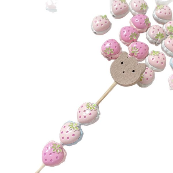 Wholesale 10pcs hand-painted double-sided chubby strawberry Acrylic Beads