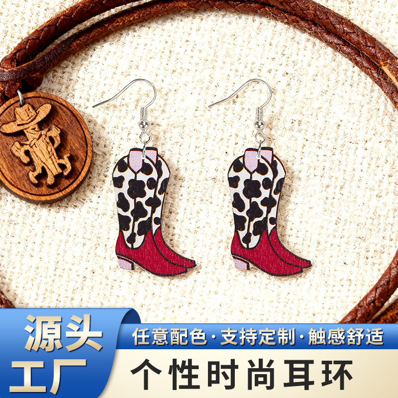 Wholesale Leopard Print Red Earrings Exaerated Personality Earrings