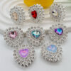 Wholesale double-layer diamond edge love double-sided alloy straight hole 3D Crystal Beads