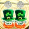 Wholesale St. Patrick's Day Green Shamrock Hat Cartoon Acrylic Earrings