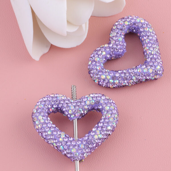 Wholesale Hollow out heart-shaped water drill filled with clay straight hole beads