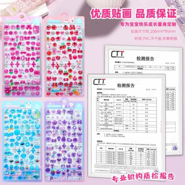 Wholesale 3D Crystal Relief Stickers of Little Nose Rabbit, Cat, Heart, Strawberry, and Fruit for Children and Girls - Decorations