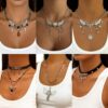 Wholesale Red Angel Wings Gothic Cross Street tassel collarbone chain