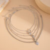 Wholesale Iron Chain Alloy Heart Pendant Layered Necklace