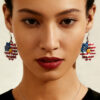 Wholesale Red White Blue Flag Daisy Bald Eagle Pendant Acrylic Earrings