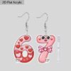 Wholesale Valentine's Day Red and Pink Number Earrings Acrylic Earrings