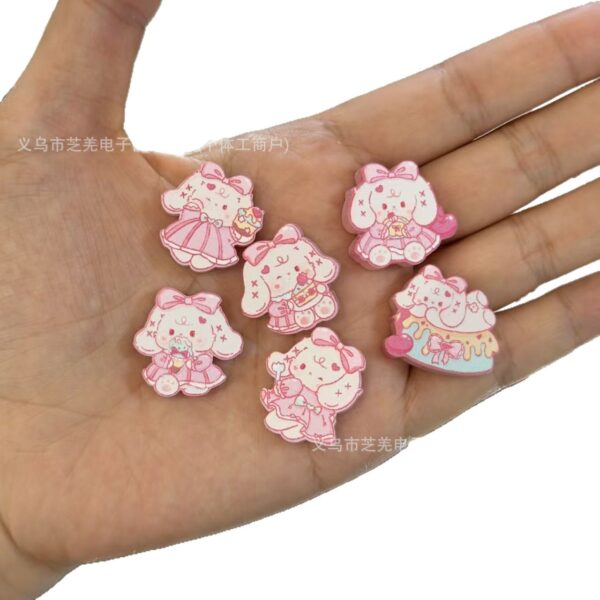 Wholesale 10pcs embossed pink cake cartoon dog acrylic beads