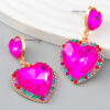 Wholesale Colored diamond studded heart-shaped earrings