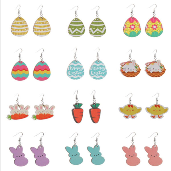 Wholesale Easter rabbit Flower Basket Cute Easter Egg Earrings