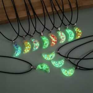 Wholesale Luminous Fluorescent Cross Hexagonal Column Moon Heart Pendant Acrylic Beads