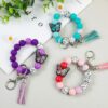 Wholesale Butterfly Pendant Beaded Keychain Solid Color Silicone Wooden Keychain