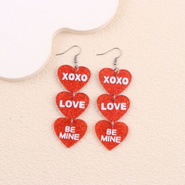 Wholesale Valentine's Day Flash Three in One Heart Letter Acrylic Earrings