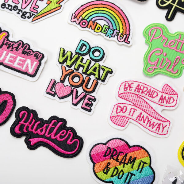 Wholesale Inspirational pink girl encourages English embroidery DIY Patches