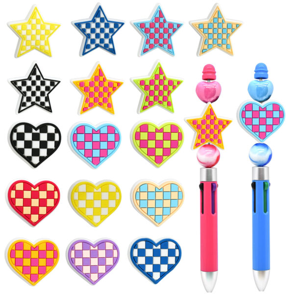 Wholesale random 100pcs stars love pvc soft glue loose beads accessories