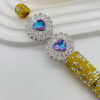 Wholesale double-layer diamond edge love double-sided alloy straight hole 3D Crystal Beads