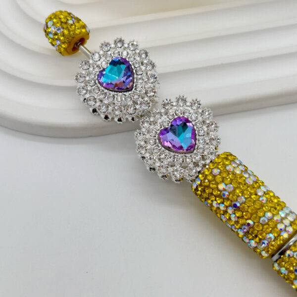 Wholesale double-layer diamond edge love double-sided alloy straight hole 3D Crystal Beads